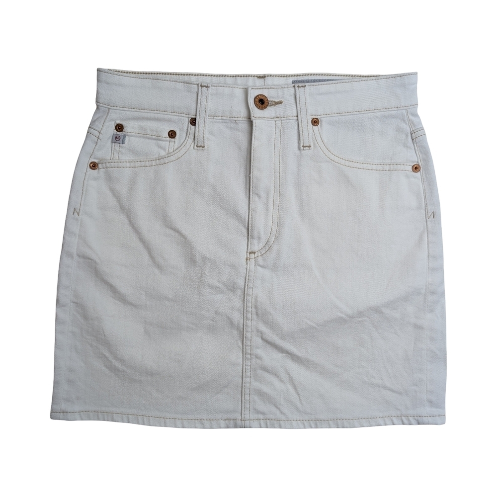 Adriano Goldschmied AG The Vera White Denim High Rise Mini Skirt Size 26R